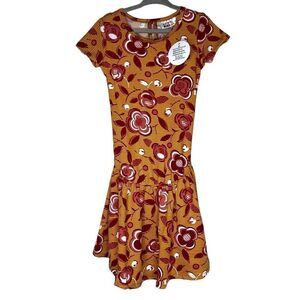 NEW Dot Dot Smile Brown Floral Flapper Dress 3/4